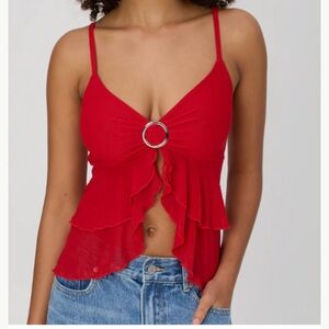 Glassons Red Ruffled Camisole Top